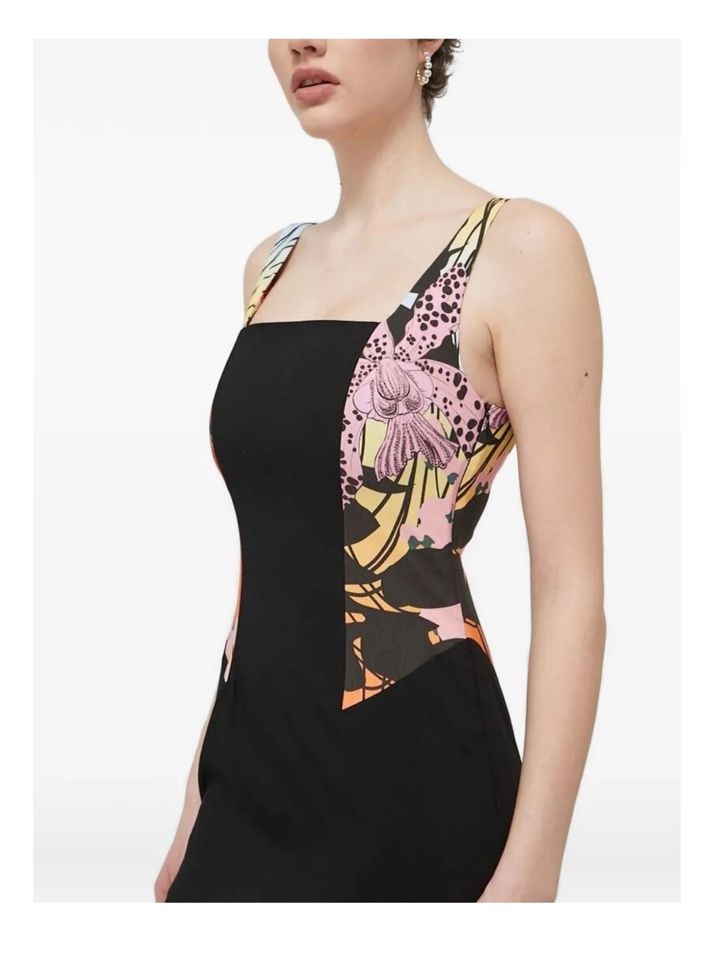 Desigual floral-panelled square-neck mini day dress M